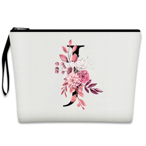 Bliceon A-Z Personalisierte Make-up-Tasche, Geburtstagsgeschenke für Frauen und Mutter, personalisierte Geschenke für Frauen, Geschenke für Freundinnen, Braut und Brautjungfern Kosmetiktasche - J von Bliceon