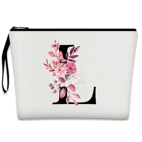 Bliceon A-Z Personalisierte Make-up-Tasche, Geburtstagsgeschenke für Frauen und Mutter, personalisierte Geschenke für Frauen, Geschenke für Freundinnen, Braut und Brautjungfern Kosmetiktasche - L von Bliceon