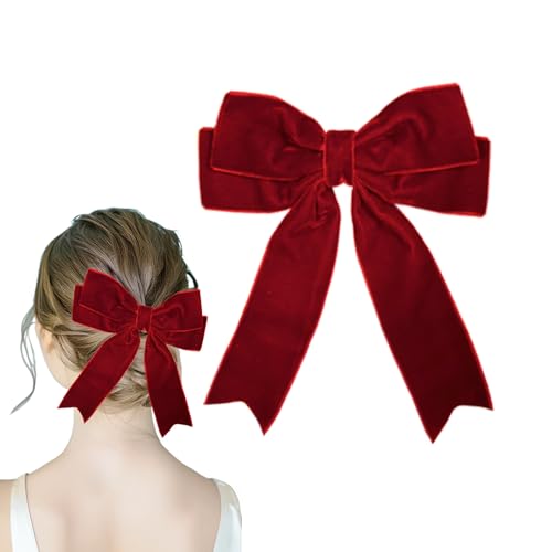 Bliceon Handgefertigte Haarspange mit Samtschleife – Große Satinband-Haarspangen Verschluss Vintage Haarschmuck für Frauen und Mädchen für Partys und Geschenke – Stilvolle Burgunderrote Haarschleife von Bliceon