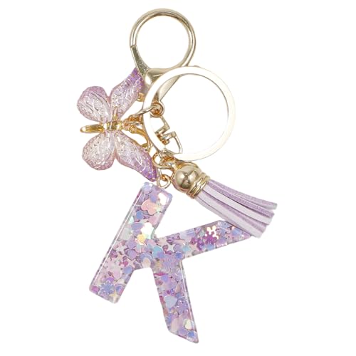 Bliceon Personalisierter Schlüsselanhänger mit Schmetterling für Mädchen, Anfangsbuchstabe Schlüsselanhänger, Geschenk für Teenager und junge Frauen - K von Bliceon