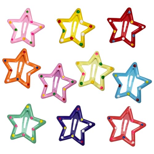 Bliceon Polka Dot Star Haarspange, rutschfeste niedliche Schnapp-Haarspangen, bunte Kawaii-Haarschmuck für Mädchen, Kinder Mädchen Stern Snap Haarspangen von Bliceon