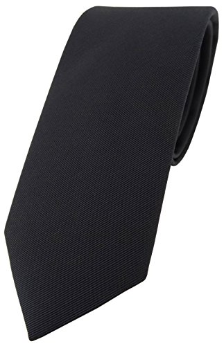 Blick. elementum Mogador Seidenkrawatte in schwarz Uni fein gerippt - Krawatte 100% pure Seide von Blick