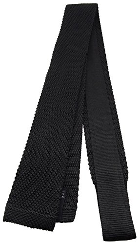 Blick. elementum - hochwertige Strickkrawatte in schwarz einfarbig Uni - Krawatte 100% Seide von Blick