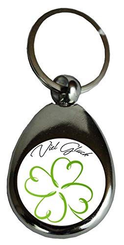 Glücksbringer Kleeblatt Neu Jahr Geschenk Schutzengel Wächter Schlüsselanhänger Einkaufschip Geschenk Geburtstag Metall silber (Weiss) von Blickfang