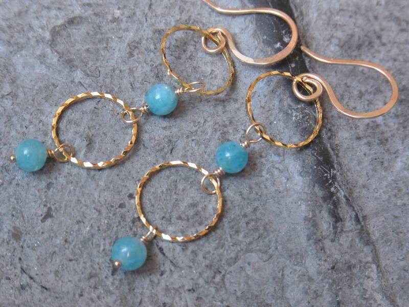 Aquamarin Ohrringe Ringe Silber Gold Ohrhänger Kreis Creolen Geschenke Für Sie Freundin Mutter von Blickfang2