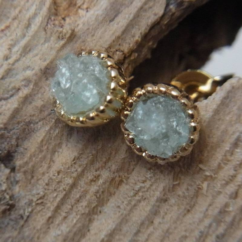 Aquamarin Ohrstecker Aquamarinohrstecker Ohrschmuck Hellblau Silber Vergoldet Edelsteinohrstecker Geschenke Für Sie von Blickfang2