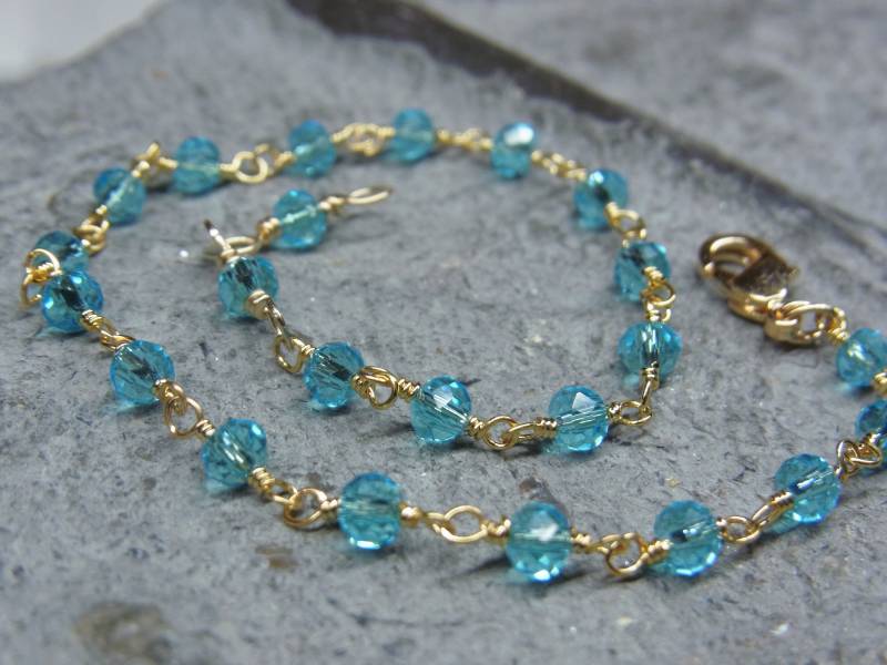 Armband Armkette Armschmuck Hydro-Topas Himmelblau Gold Geschenke Für Frauen von Blickfang2