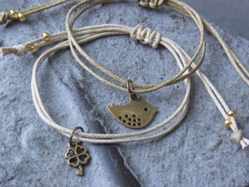 Armband Freundschaftsband Glücks-Kleeblatt Klee Baumwollarmband Partnerarmband Geschenke von Blickfang2