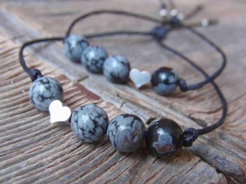 Armband Partner Freundschaft Pärchen Partnerschaft Obsidian Herz Liebe Geschenk Für Freunde Frauen Männer von Blickfang2
