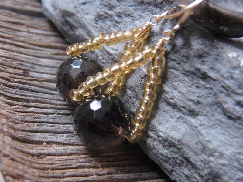 Ohrhänger Rauchquarz Goldbraun Ohrringe Braun Gold Ohrschmuck Quarz Edelsteinohrringe Geschenke Für Frauen von Blickfang2