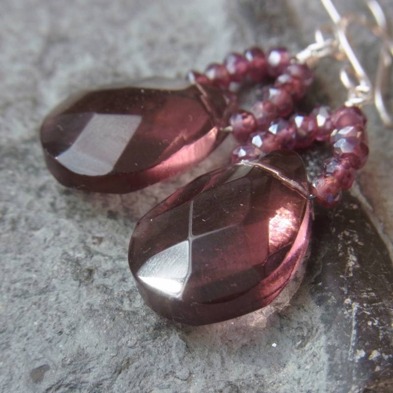 Ohrringe Granat, Quarz # Ohrhänger - Ohrschmuck Groß Geschenke Für Sie von Blickfang2