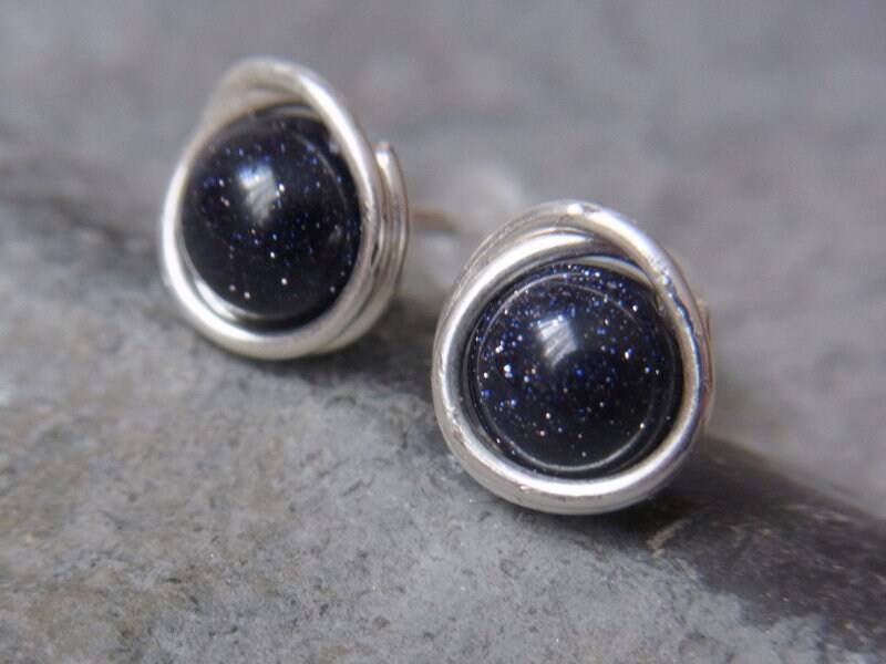 Ohrstecker Goldfluss Blau Ohrschmuck Stecker Geschenke Für Frauen Ohrringe von Blickfang2