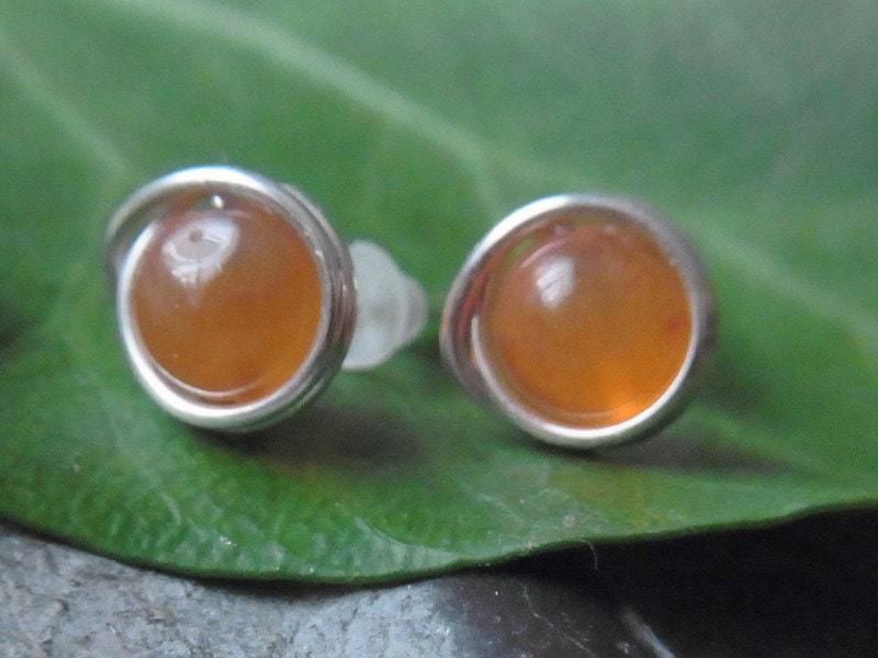 Ohrstecker Karneol Orange Silber Ohrschmuck Edelstein Geschenke Für Frauen von Blickfang2