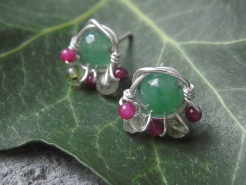 Ohrstecker Smaragd Prehnit Citrin Acha Grün Pink Stecker Ohrringe Edelsteine von Blickfang2