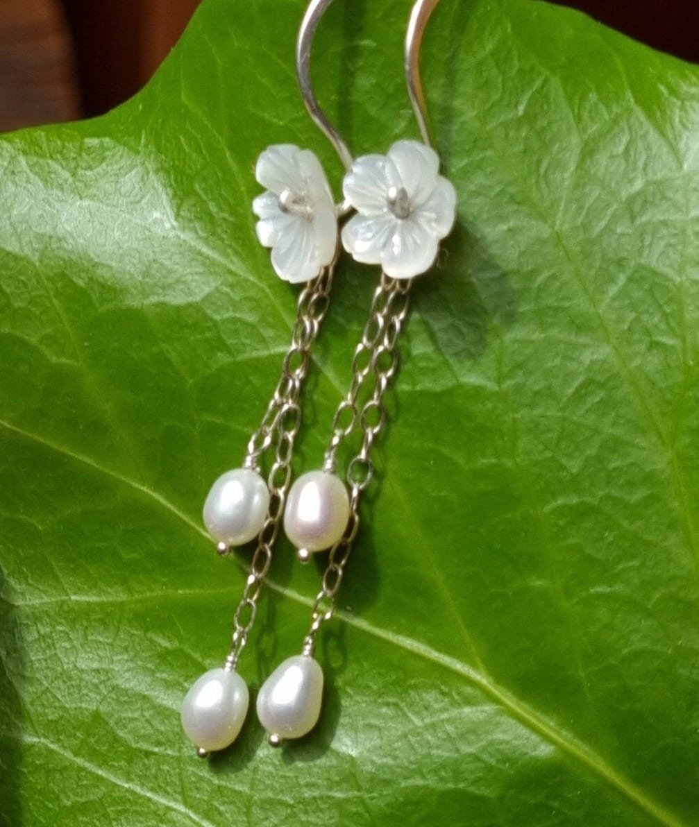 Perlenohrringe, Weiß Silber, Brautohrringe, Süßwasserperlen, Geschenke Für Sie von Blickfang2