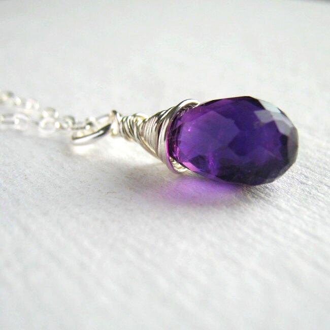Anhänger Aus Amethyst. Facettierte Tear Drop Halskette Sterlingsilber. Lila Echte Amethyst von BlighPoshJewelry