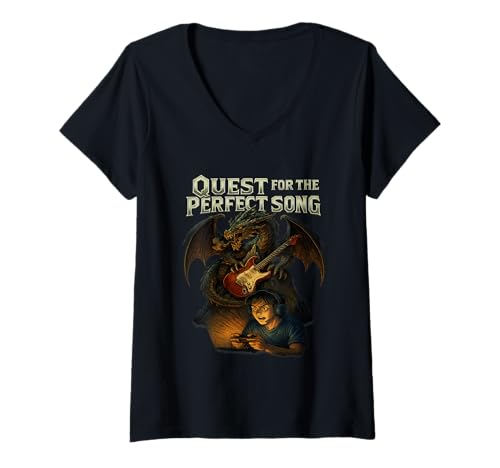 Damen Guardian Dragon & Heroic Gamer - Die Suche nach dem perfekten Song T-Shirt mit V-Ausschnitt Damen Guardian Dragon & Heroic Gamer - Die Suche nach dem perfekten Song T-Shirt mit V-Ausschnitt von Blind Ambition Designs