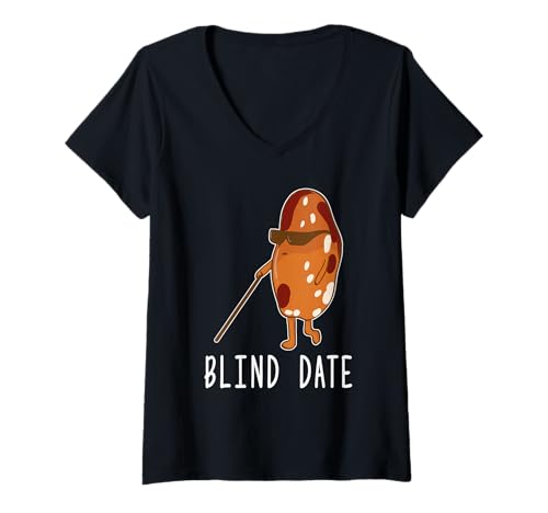 Damen Lustiges Blind Date Meme Foodie Pun Witz Cute Humor T-Shirt mit V-Ausschnitt Damen Lustiges Blind Date Meme Foodie Pun Witz Cute Humor T-Shirt mit V-Ausschnitt von Blind Date Funny Foodie Pun Designs