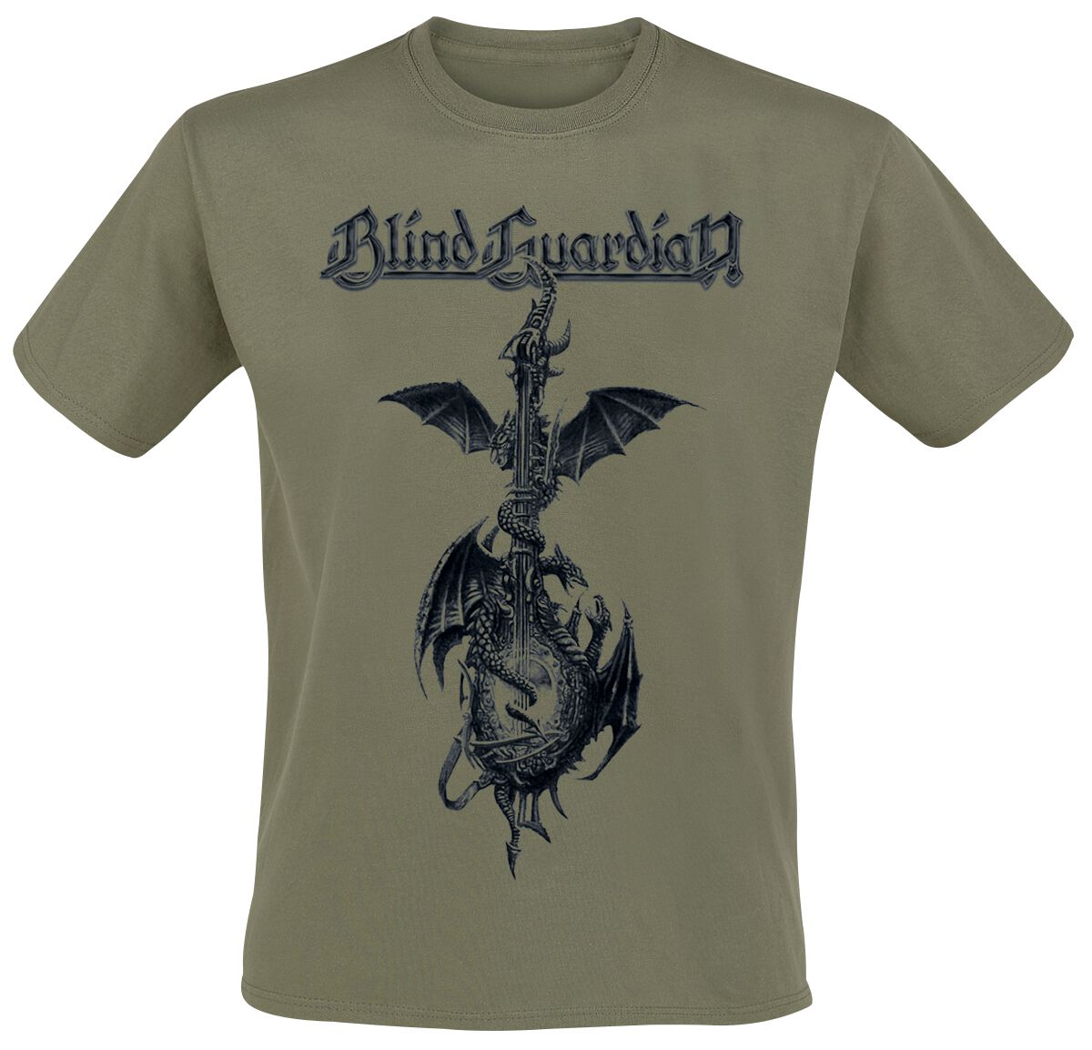 Blind Guardian Dragon Guitar T-Shirt oliv in L von Blind Guardian