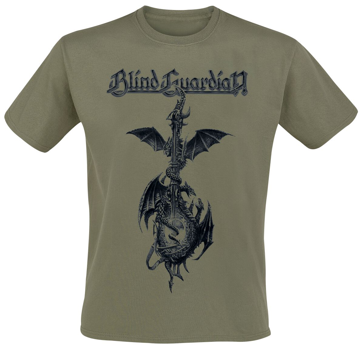 Blind Guardian T-Shirt - Dragon Guitar - S bis XXL - für Männer - Größe S - oliv  - EMP exklusives Merchandise! von Blind Guardian