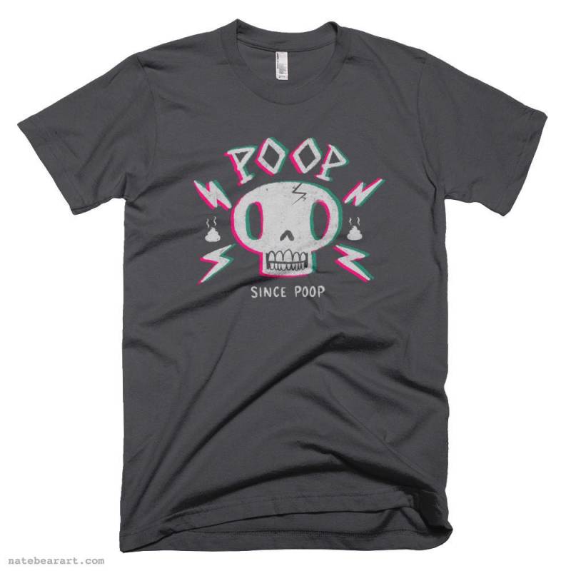 Poop Skull Unisex Bio T-Shirt in Charcoal Grau von BlindHeartCo