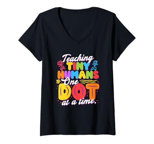 Damen Braille Lehrer Blindenschrift Punktum T-Shirt mit V-Ausschnitt Damen Braille Lehrer Blindenschrift Punktum T-Shirt mit V-Ausschnitt von Blindenlehrer Blindenlehrerin Brailleschrift