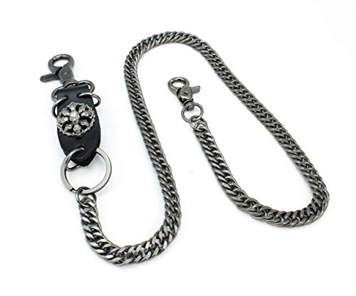 Bling Company Schlüsselkette Brieftaschenkette Kellnerkette Hosenkette Sicherheitskette Pattenkette Skull Bones Echt Leder und Stahl 77cm Bling Company Schlüsselkette Brieftaschenkette Kellnerkette Hosenkette Sicherheitskette Pattenkette Skull Bones Echt Leder und Stahl 77cm von Bling Company