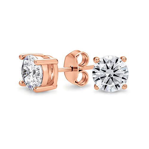 1Ct Runde Cz-Stud-Ohrringe Für Frauen, Roségold- Oder Gelbgold-Beschichtetes Sterlingsilber, AAA CZ Brilliant Cut Solitaire Design von Bling Jewelry