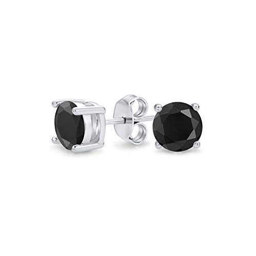 1Ct Schwarze Runde Cz-Stecker Ohrringe Unisex .925 Sterling Silber von Bling Jewelry