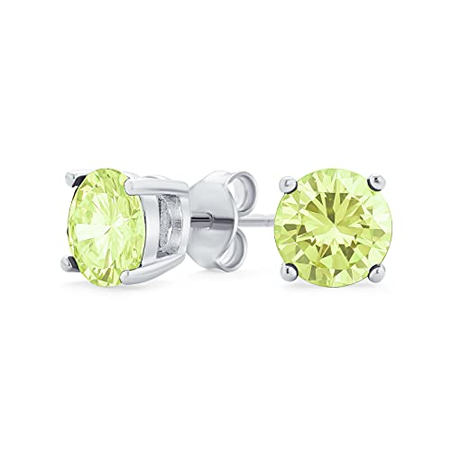 1Kt Hellgrüner Runder Zirkonia Brillantschliff Solitär Aaa Cz Ohrstecker .925 Sterling Silber Simulierter Peridot von Bling Jewelry