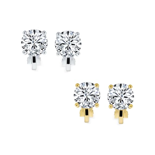 2Ct Brilliant Cut Solitaire Runde Cubic Zirkonia CZ Clip On Stecker Ohrringe Für Frauen Nicht Piercing Gold & Silber Plattiertes Messing 2Ct Brilliant Cut Solitaire Runde Cubic Zirkonia CZ Clip On Stecker Ohrringe Für Frauen Nicht Piercing Gold & Silber Plattiertes Messing von Bling Jewelry
