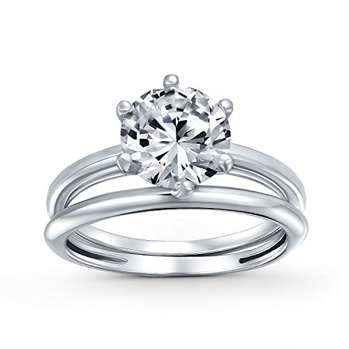 3.5Ct Einfacher Runder Solitär 6 Zacken Aaa Cz Verlobungsring Ring Set Für Frauen .925 Sterling Silber von Bling Jewelry