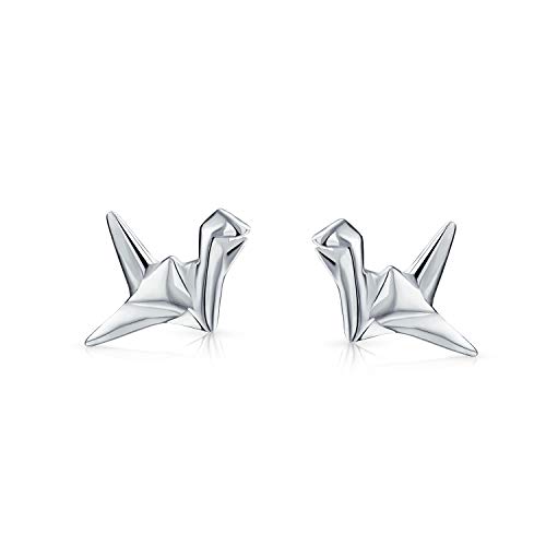 3D Geometric Origami Jewelry Klein Animals Bird Swan Crane Stud Earring For Freundin Teen .925 Sterling Silver von Bling Jewelry