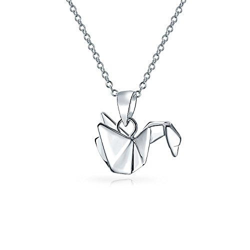 Bling Jewelry 3D Geometrische Origami-Schmuck Tiere Kranich Vogel Schwan Anhänger Halskette Für Frauen Teen .925 Sterling Silber von Bling Jewelry