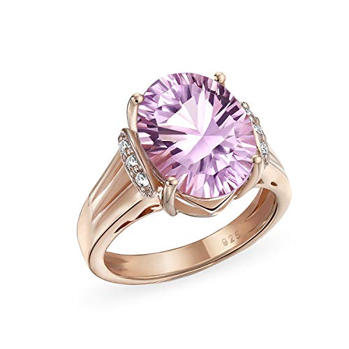 4,47 Karat Zirkon Betont Ovaler Statement-Ring Mit Rosa Amethyst Für Frauen Roségoldplattiertes .925 Sterlingsilber Geburtsstein Für Februar von Bling Jewelry