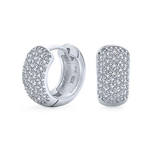 Fünf Reihen Pavé Zirkonia CZ Breite Huggie Creolen für Damen .925 Sterlingsilber von Bling Jewelry