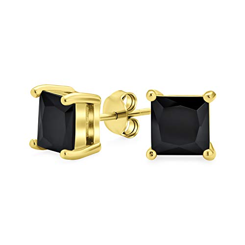 .50Ct Schwarzes Quadrat Cubic Zirkonia Princess Cut Aaa Cz Ohrstecker Für Männer 14K Gold Vergoldet .925 Sterling Silber 5Mm von Bling Jewelry