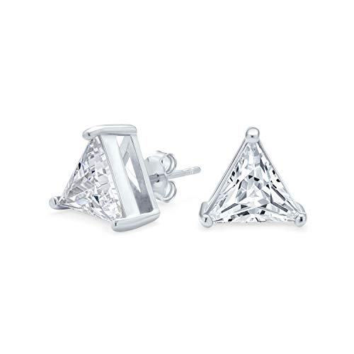 5Ct Triangle Shaped Cubic Zirconia Basket Set Trillion Cut CZ Stud Earrings For Men Women .925 Sterling Silver von Bling Jewelry