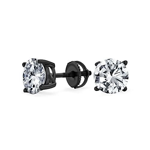 .75Ct Runde Cubic Zirconia Brillantschliff Aaa Cz Solitär Ohrstecker Für Frauen Männer Schwarz Überzogen .925 Sterling Silber Schraube Zurück 6Mm von Bling Jewelry