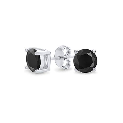 Schwarze Runde CZ Ohrstecker Unisex .925 Sterlingsilber von Bling Jewelry