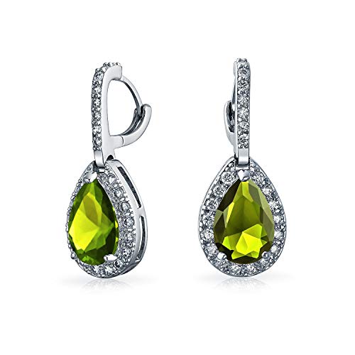 7CT Vintage-Stil Halo Simulierte Olivgrüne Peridot Zirkonia AAA CZ Mode Formelle Huggie Snap Hinge Dangle Drop Tropfen Ohrringe Für Frauen Abschlussball Brautjungfer Hochzeit Versilbert 7CT Vintage-Stil Halo Simulierte Olivgrüne Peridot Zirkonia AAA CZ Mode Formelle Huggie Snap Hinge Dangle Drop Tropfen Ohrringe Für Frauen Abschlussball Brautjungfer Hochzeit Versilbert von Bling Jewelry