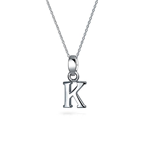 Bling Jewelry Abc Bsperrenbuchstaben Alphabet K Initialee Anhänger Halskette Für Teenager Für Frauen .925 Sterling Silber von Bling Jewelry