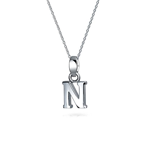 Abc Bsperrenbuchstaben Alphabet N Initialee Anhänger Halskette Für Teenager Für Frauen .925 Sterling Silber von Bling Jewelry