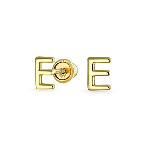 Abc Minimalistisch Echtes Gelb 14K Gold Bsperren Alphabet Buchstabe E Initialee Ohrstecker Sicherheitskugel Schraube Zurück Für Teenager Für Frauen von Bling Jewelry