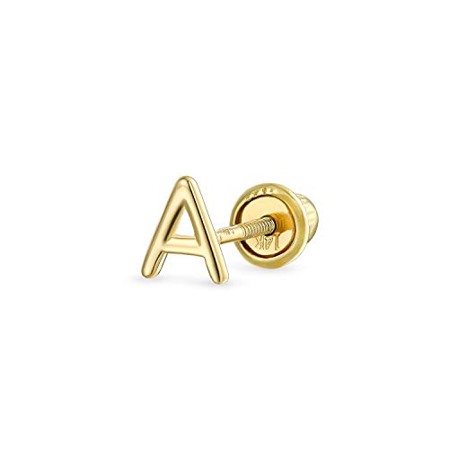Abc Minimalistisch Real Gelb 14K Gold Capital Bsperren Alphabet Buchstabe A Knorpel Ohrläppchen Piercing 1 Stück Ohrstecker Schraube Zurück Für Teen Frauen Männer von Bling Jewelry