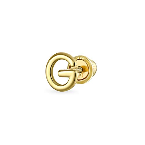 Abc Minimalistisch Real Yellow 14K Gold Capital Bsperren Alphabet Letter Initiale G Cartilage Ear Lobe Piercing 1 Piece Stud Earring Screw Back For Teen Freundin Men von Bling Jewelry