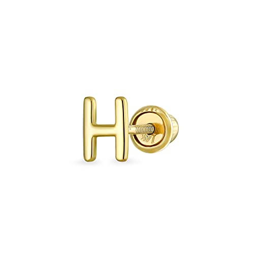 Abc Minimalistisch Real Yellow 14K Gold Capital Bsperren Alphabet Letter Initiale H Cartilage Ear Lobe Piercing 1 Piece Stud Earring Screw Back For Teen Freundin Men von Bling Jewelry