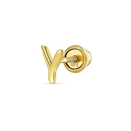 Abc Minimalistisch Real Yellow 14K Gold Capital Bsperren Alphabet Letter Initiale Y Cartilage Ear Lobe Piercing 1 Piece Stud Earring Screw Back For Teen Freundin Men von Bling Jewelry