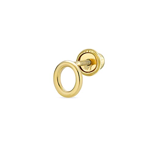 Bling Jewelry Abc Minimalistisch Real Yellow 14K Gold Capital Bsperren Alphabet Letter O Cartilage Ear Lobe Piercing 1 Piece Stud Earring Screw Back For Teen Freundin Men von Bling Jewelry