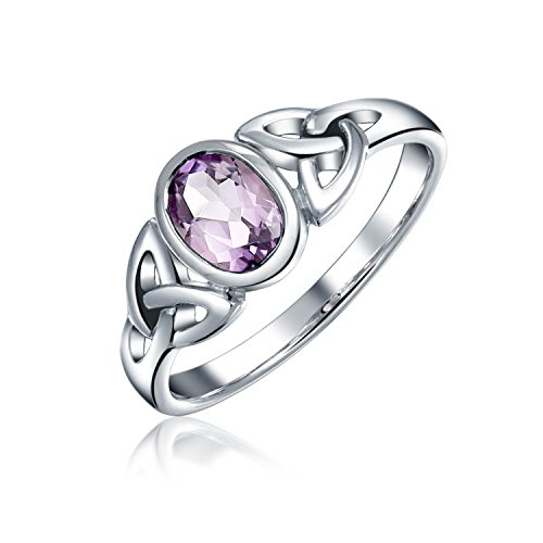 Amethyst Lila Keltischen Trinity Knot Triquetra Ring Für Frauen Für Jugendliche 1Mm Band .925 Sterling Silber Februar Geburtsstein von Bling Jewelry